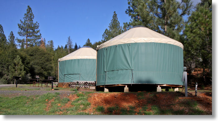 Yurts at the Yosemite Pines RV Resort, Groveland, California