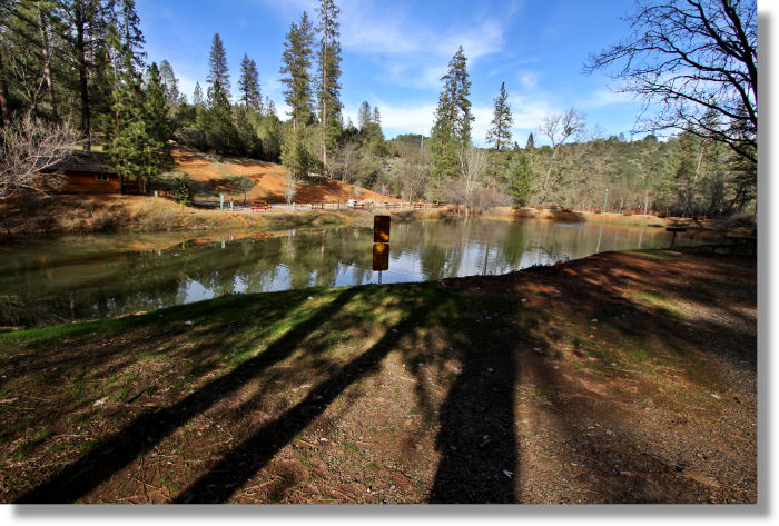 Fishing pond at the KOA Campground in Midpines, California