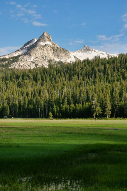 Cathedral Peak from the western edge of Tuolume Meadows