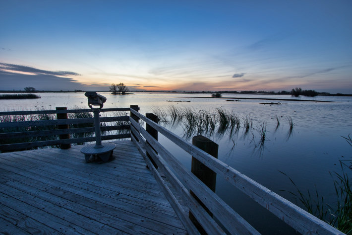 The southeast viewing platform at the Merced National Wildlife Refuge