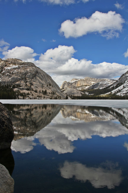 Tenaya Lake, Yosemite National Park, partially covered in ice in early June