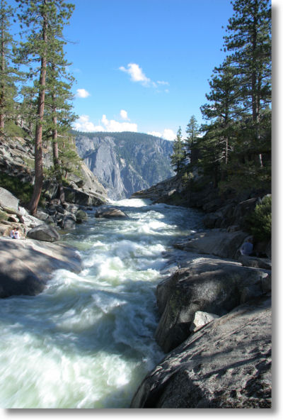 Yosemite Creek just as it heads over Yosemite Falls