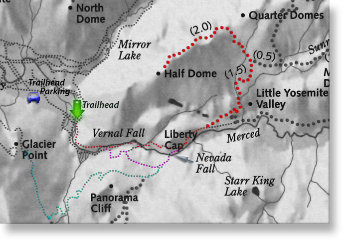 Half Dome trail map