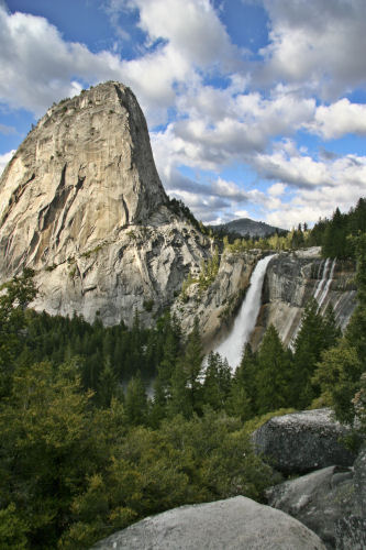 Nevada Fall, Liberty Cap, and Half Dome from the John Muir Trail