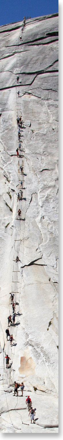 The cable route up Half Dome's east face