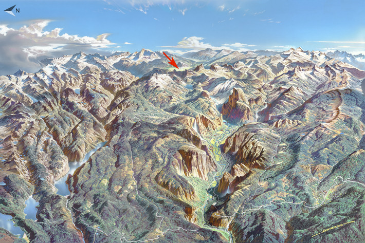 Map showing trailhead location for Yosemite's Tuolumne Meadows Trail