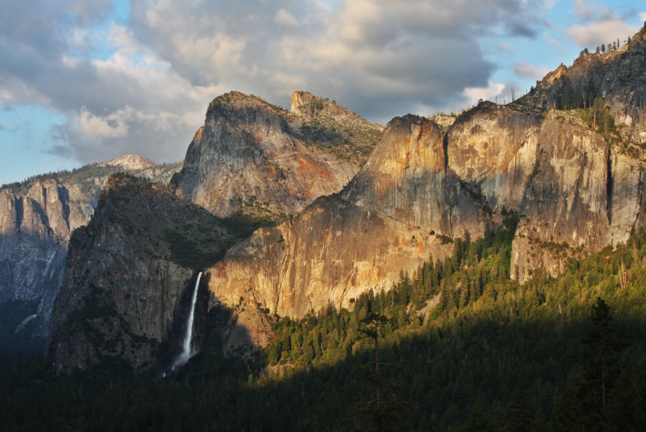 Bridalveil Fall and Cathedral Rocks, Yosemite Valley