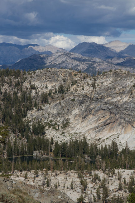 Looking down on one of the many lakes along Yosemite's Ten Lakes Trail