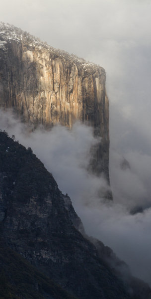 El Capitan in a storm, as seen from Turtleback Dome