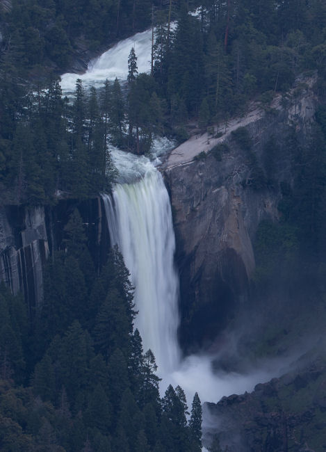 Vernal Fall at 3,000 cfs, seen from the Glacier Point trail