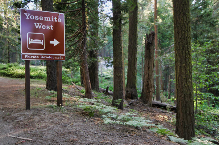 The entrance to the Yosemite West development near Yosemite Park