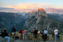 Glacier Point and Half Dome at sunset