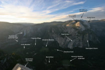 North Yosemite Valley landmarks, labeled (thumbnail)