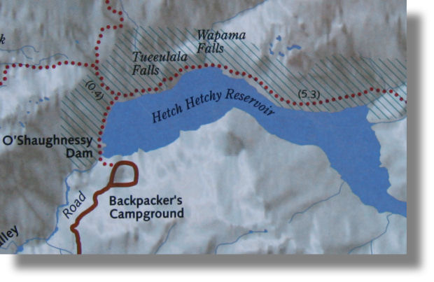 Wapama Falls trail map